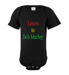 Baby Listen to Bob Marley Bodysuit 