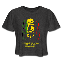 Women's Bob Marley "Overcome" Cropped T-Shirt - deep heather