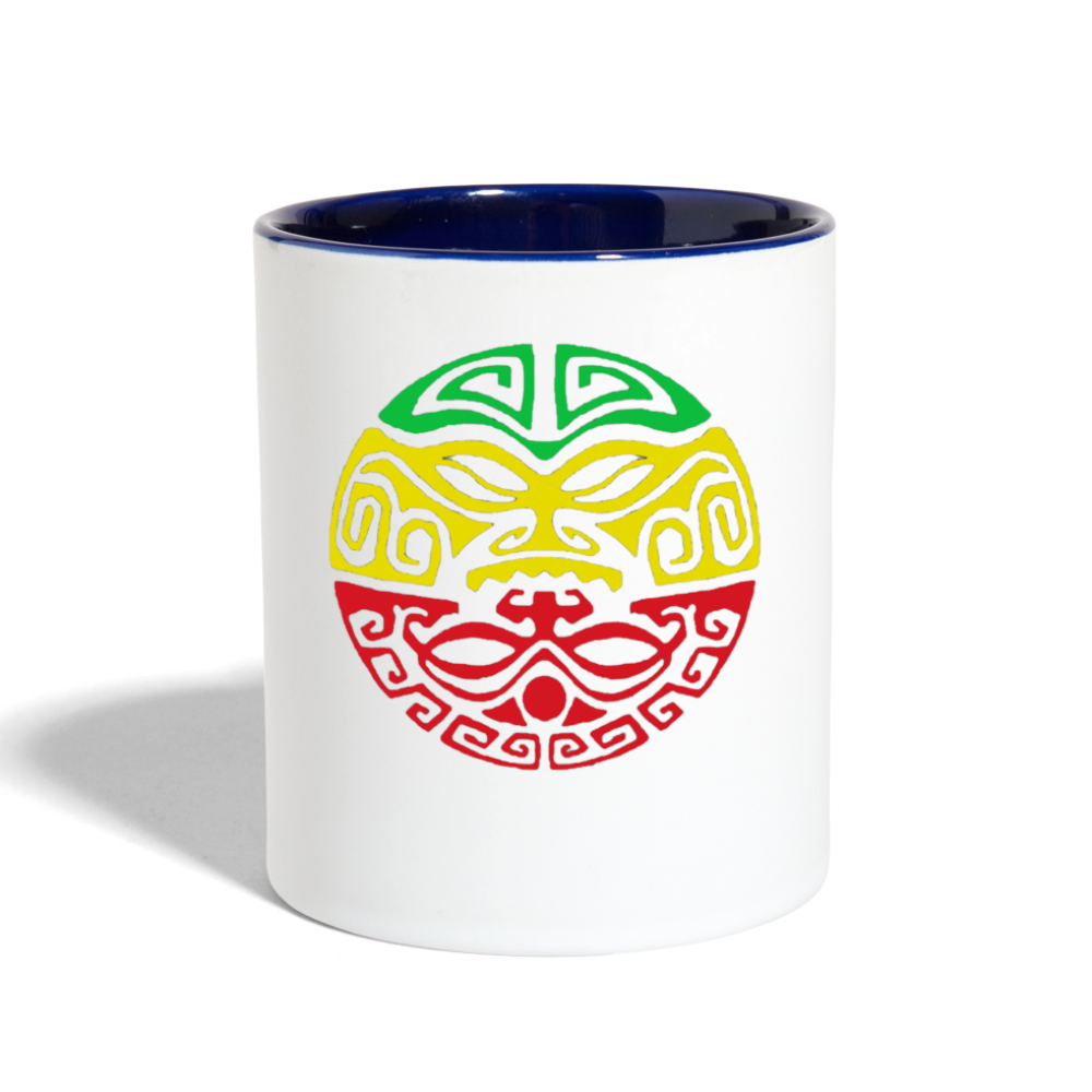 Samoan Tribal Rasta Coffee Mug - white/cobalt blue