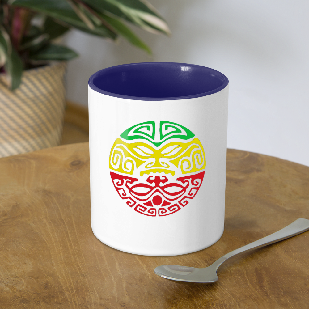 Samoan Tribal Rasta Coffee Mug - white/cobalt blue