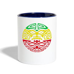 Samoan Tribal Rasta Coffee Mug - white/cobalt blue