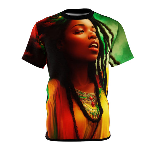 Unite with Rasta Vibes: Rasta Gal Tee for Reggae Lovers!