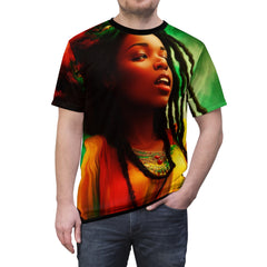 Unite with Rasta Vibes: Rasta Gal Tee for Reggae Lovers!