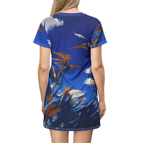 Floral Field of Blue T-Shirt Dress