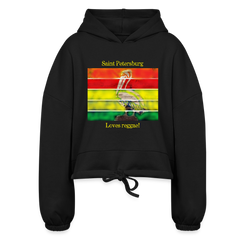 Women's Cropped Sr Pete Loves Reggae Hoodie - black