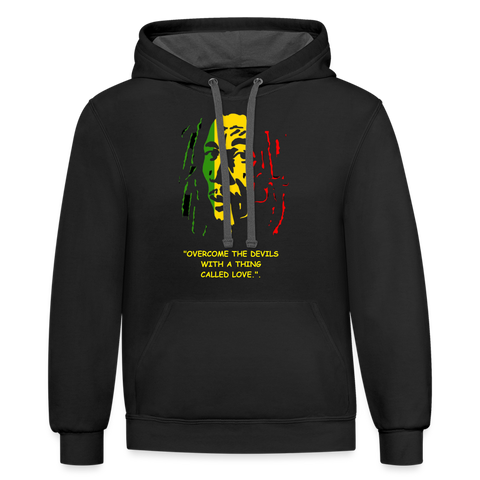 Unisex Bob Marley "Overcome" Hoodie - black/asphalt