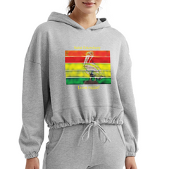 Women's Cropped Sr Pete Loves Reggae Hoodie - heather gray