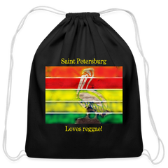 St Pete Loves Reggae Cotton Drawstring Bag - black