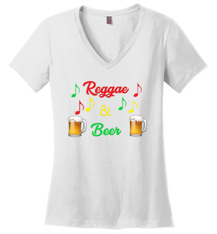 Women's  V Neck Reggae & Beer (R&B) Tee Vers. 2