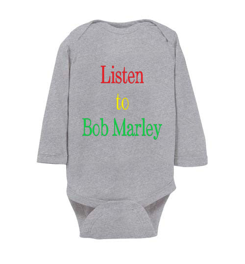Baby Listen to Bob Marley Long Sleeve Bodysuit 