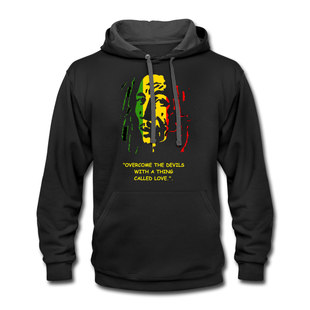 Unisex Bob Marley "Overcome" Hoodie - black/asphalt
