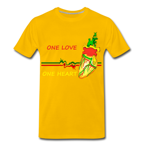 One Love One Heart Men's Tee - sun yellow
