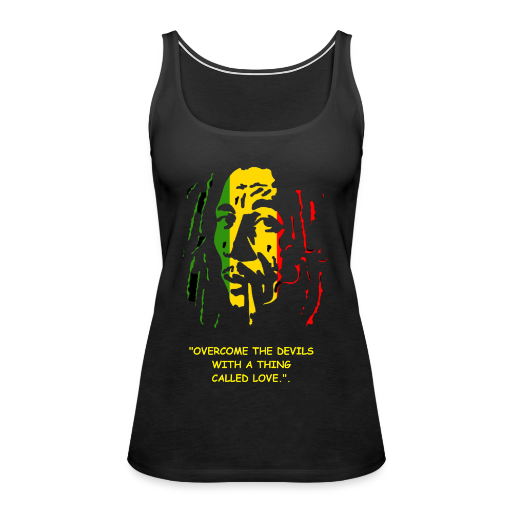 Women's Bob Marley "Overcome"  Premium Fitted Tank - black