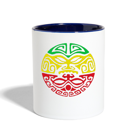 Samoan Tribal Rasta Coffee Mug - white/cobalt blue
